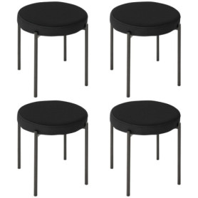 HOMCOM Lot de 4 Tabourets Empilables en Velours Noir pour Cuisine et Salle à Manger