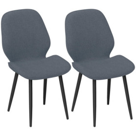 HOMCOM Lot de 2 Chaises Modernes en Tissu Gris avec Dossier Courbé