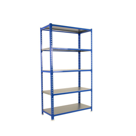 Étagère de Rangement Simon Rack 5 Niveaux - Capacité 180 kg - Bleu/Galvanisé