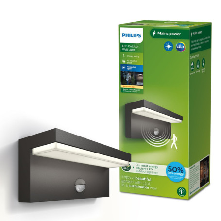 Applique d'extérieur Philips Bustan avec Détecteur de Mouvement - 3,8 W, Blanc Chaud 2700 K
