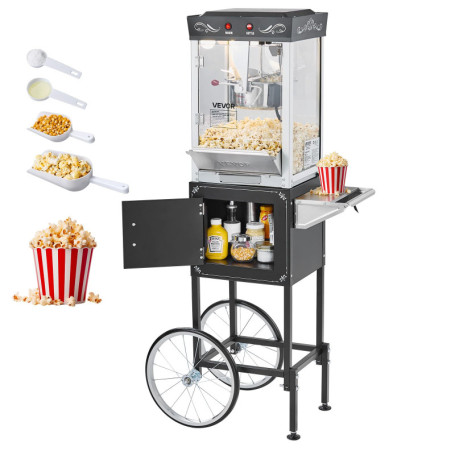 VEVOR Machine à Pop Corn avec Chariot - Éclateur de Maïs 800W et Bol en Inox
