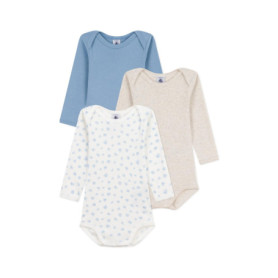 Lot de 3 bodies manches longues en coton imprimé cœurs pour bébé - Petit Bateau