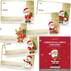 Aujzoo Lot de 60 Étiquettes Autocollantes Argentées pour Cadeaux de Noël