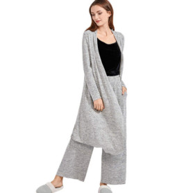Robe de Chambre Longue Femme DELIMIRA en Gris - Confort et Élégance