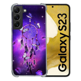 Coque Renforcée en Verre Trempé pour Samsung Galaxy S23 - Attrape Rêve Papillon