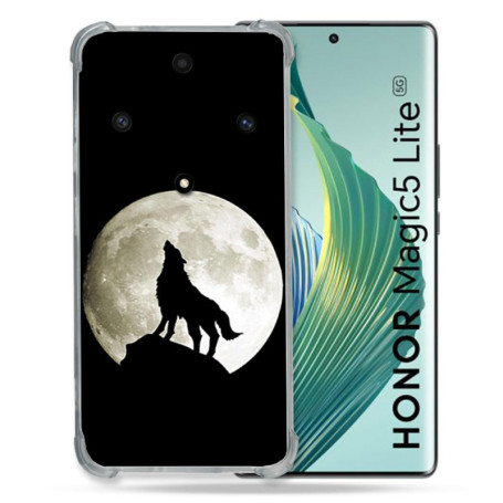 Coque Renforcée Cokitec pour Honor Magic 5 Lite - Design Animal Loup Noir