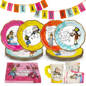 Ensemble de Vaisselle et Décorations Alice au Pays des Merveilles - 50 Pièces