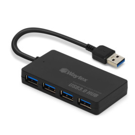 Hub USB 3.0 Waytex avec 4 Ports et Câble de 15 cm - Haute Vitesse 5Gbps