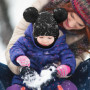 Bonnet Écharpe Tricoté DRESHOW pour Bébé avec Pompons - Hiver Chaud 1-6 Ans