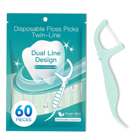 Fil Dentaire Menthe Carehabi avec Manche - 60 Unités pour un Nettoyage Optimal
