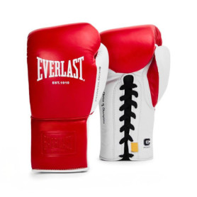 Gants de Boxe Everlast Powerlock OG Pro 10oz Rouge/Blanc avec Lacets