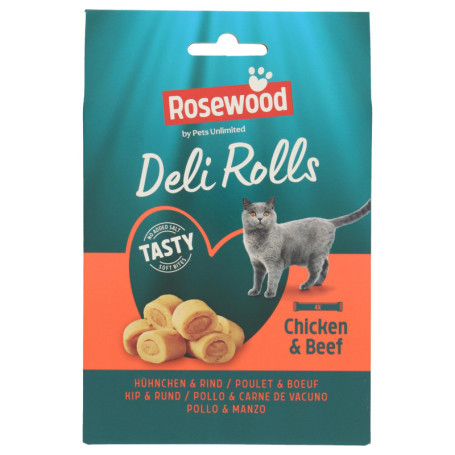 Rouleaux Deli Rolls pour Chat au Poulet et Bœuf - Friandises Souples 40g