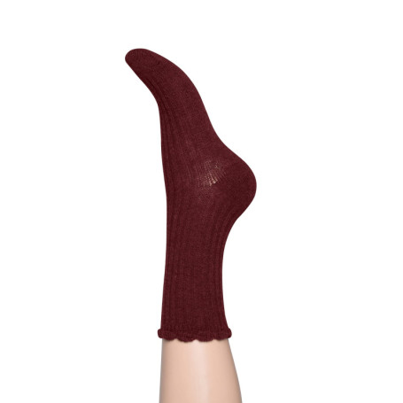 Chaussettes en Laine Côtelée Bordeaux pour Femme - Charnos