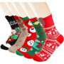 Lot de 5 Chaussettes de Noël Colorées en Coton Doux pour Toute la Famille