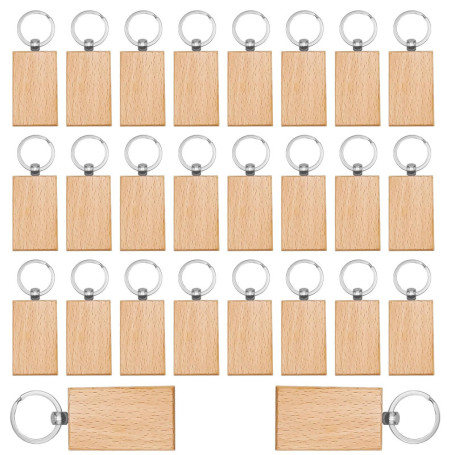 Porte-Clés en Bois Naturel YIDM - 26 Pièces DIY pour Bricolage Personnalisé