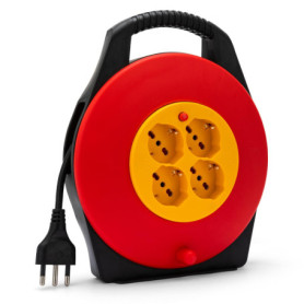 Rallonge électrique Velamp 10 m avec enrouleur et 4 prises polyvalentes