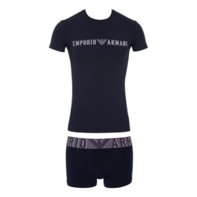 Ensemble T-Shirt et Trunks Emporio Armani Bleu pour Homme - Taille L
