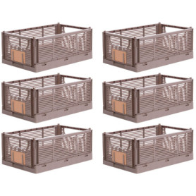 Boîte Pliante Marron Lot de 6 - Panier de Rangement Empilable
