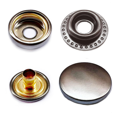 Lot de 20 Boutons Pression Noirs en Métal - 15 mm pour Couture et Bricolage