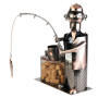 Porte Bouteille de Vin Pêcheur en Métal Cuivré - Décoration Élégante et Cadeau Original