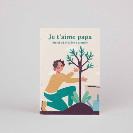 Carte à Planter 'Je t’aime Papa' avec Graines de Camomille - Un Cadeau Écologique et Émotionnel
