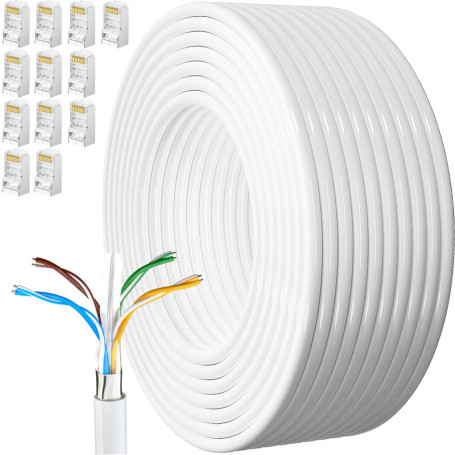 Câble Ethernet MEIPEK 60m Cat 6 Blindé pour Extérieur