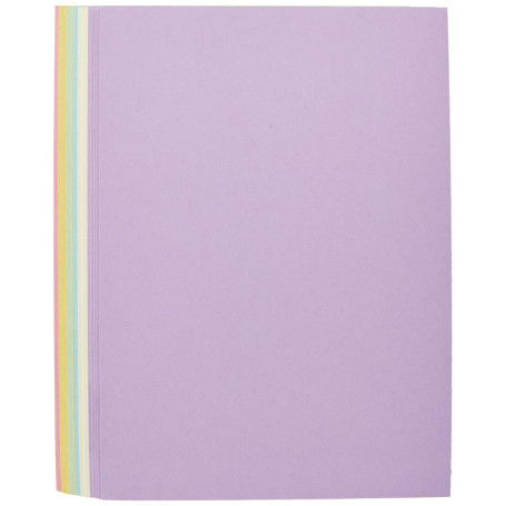 Lot de 50 cartes A4 pastel 220 g/m² - Jaune, bleu, vert, lilas, rose