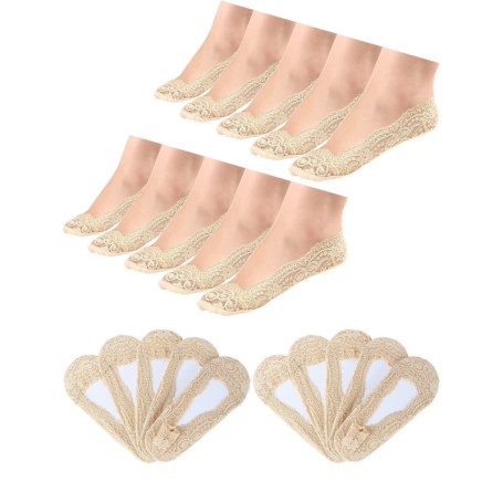 10 Paires de Chaussettes Bateau Invisibles en Dentelle Antidérapantes pour Femmes 19,01 €