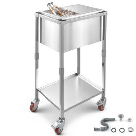 Chariot à Glace Roulant en Acier Inoxydable 28L - Idéal pour Terrasse et Événements