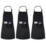 Lot de 3 Tablier Noir Unisexe avec Sangle Réglable et Poches Pratiques