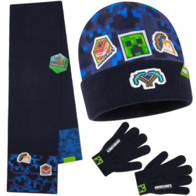 Ensemble d'Hiver Minecraft pour Enfant - Bonnet, Écharpe et Gants