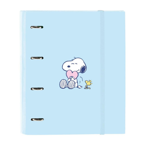 Classeur Snoopy Love 4 Anneaux A4 - 100 Feuilles - Bleu Clair
