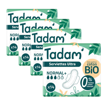 Serviettes Dermo-Sensitives TADAM - Hypoallergéniques et Confortables - Protection Ultra Normal+ x56