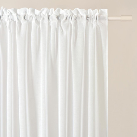 Rideau Voilage Transparent Novelia Blanc 140 x 250 cm avec Galon Fronceur