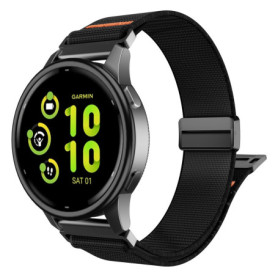 Bracelet en nylon extensible TiMOVO pour Garmin et Amazfit - Noir et Orange