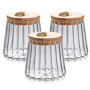 MIVIDE Lot de 3 Bocaux en Verre Hermétiques avec Couvercle en Bambou - 700ml