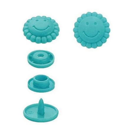 Boutons Pression Fleur Turquoise Prym Color Snaps - 21 pièces