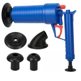 Déboucheur à Air Comprimé avec 4 Adaptateurs - Nettoyage Efficace des Tuyaux