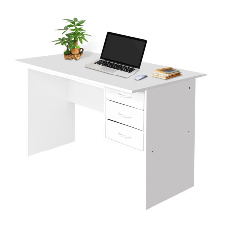 Bureau en D QLLY avec 3 tiroirs - 120 x 75 cm, idéal pour le télétravail