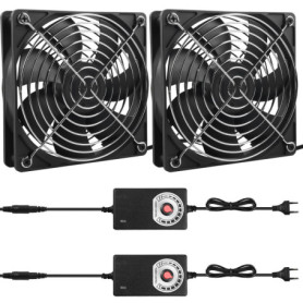 Lot de 2 ventilateurs silencieux 120 mm avec contrôle de vitesse pour PC et appareils électroniques