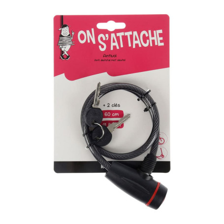 Antivol Spirale 60cm pour Vélo, Moto et Trottinette - Cadenas Sécurisé avec Clés