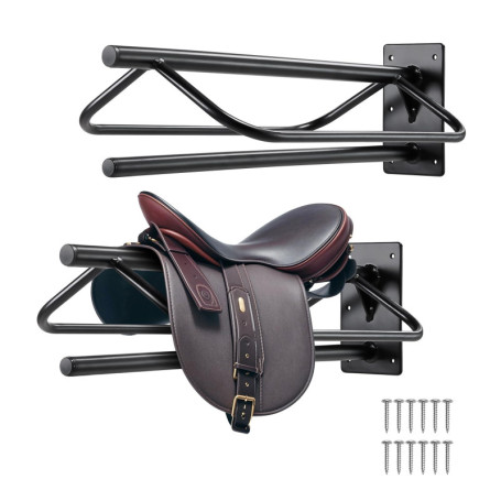 Support de Selle Cheval VEVOR - Lot de 2, Rangement Mural en Acier Noir