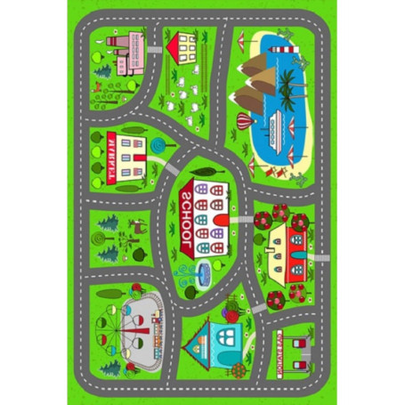 Tapis Enfant Circuit de Voiture Mani Textile - Doux et Antidérapant