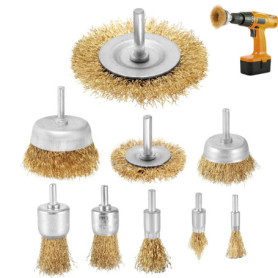 Lot de 9 Brosses Métalliques Rotatives pour Perceuse - Nettoyage et Détachage
