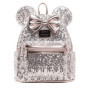 Mini sac à dos à paillettes Minnie Mouse Loungefly - Rose et Argent
