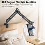 JOILCAN Support Tablette Lit, Bras Aluminium Stable Support pour Tablette pour iPad (4,7-12,9 Pouces), 360° Réglable Support de 