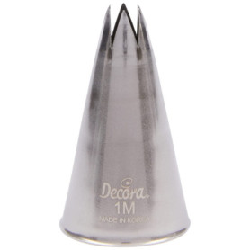 Douille étoile ouverte 1M en inox argenté pour décoration de gâteaux