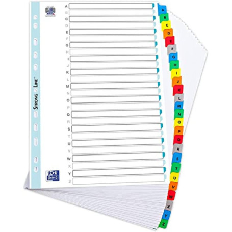 Intercalaires Alphabétiques A4XL OXFORD - Lot de 20 avec Onglets Colorés