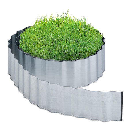 Bordure de Jardin Flexible en Métal Galvanisé - 6 m Argenté