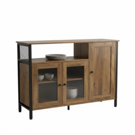 Buffet de Cuisine Relaxdays avec Portes Vitrées en Bois Brun/Noir